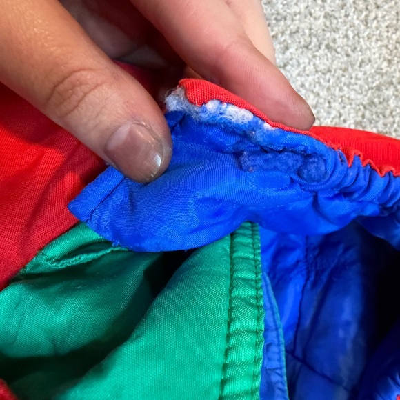 Vintage 90s OshKosh B'gosh Kids Colorblock Hooded Winter Jacket Red Ski Coat - Picture 7 of 8